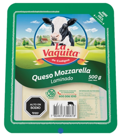 Queso Mozzarella Laminado La Vaquita 500 g