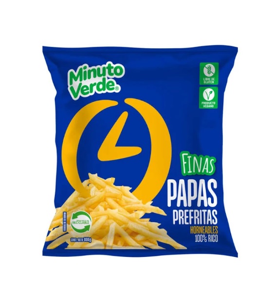 Papas Pre Fritas Finas Minuto Verde 7mm 2,5 kg.